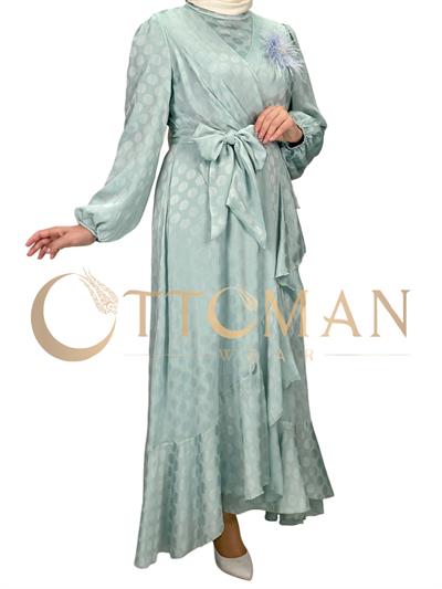 Orhan Store Jakar Kumaş  Elbise Mint OTW1569