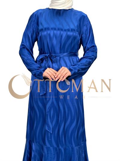 Orhan Store Jakarlı Elbise Saks OTW1599