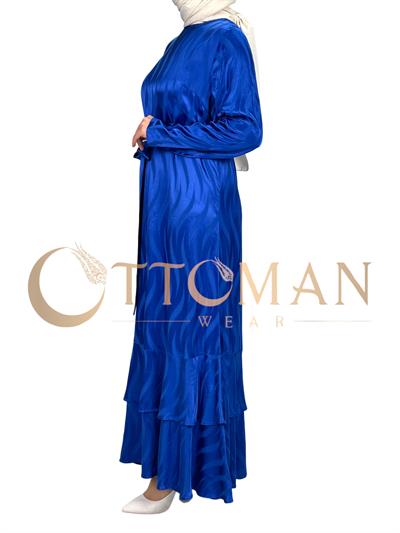 Orhan Store Jakarlı Elbise Saks OTW1599