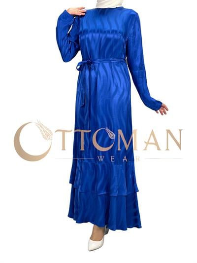 Orhan Store Jakarlı Elbise Saks OTW1599