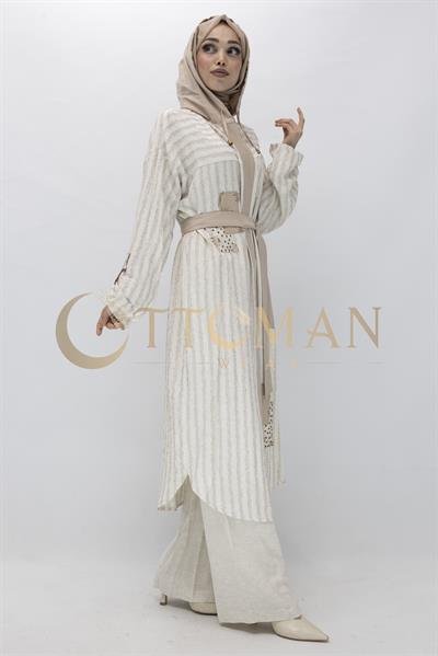 Orhan store Keten pantolonlu takım Bej OTW2461