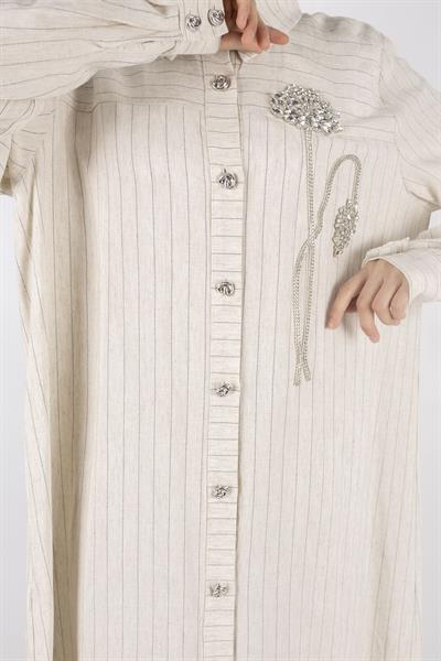 Orhan Store Keten Pantolonlu Takım Bej OTW2471