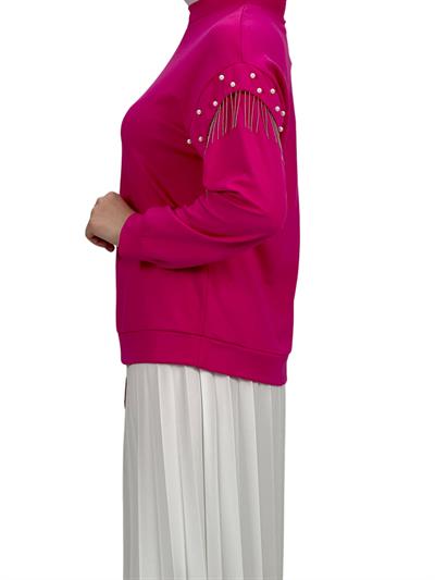 Orhan Store Kolları Boncuklu Bluz Fuşya OTW1248