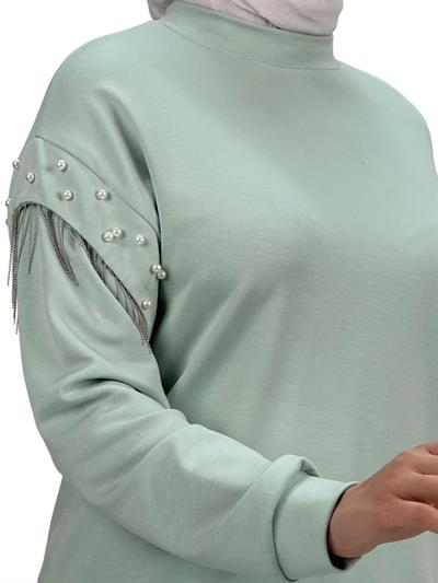 Orhan Store Kolları Boncuklu Bluz Mint OTW1248