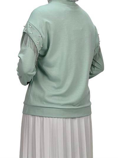 Orhan Store Kolları Boncuklu Bluz Mint OTW1248