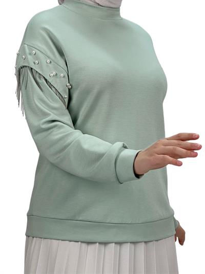 Orhan Store Kolları Boncuklu Bluz Mint OTW1248