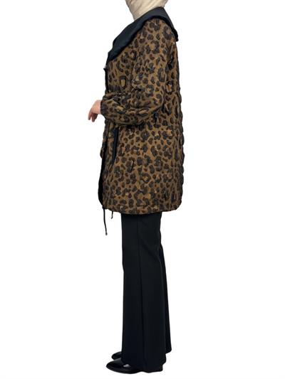 Orhan Store Leopar Detaylı Ceket Siyah-Bej OTW1130