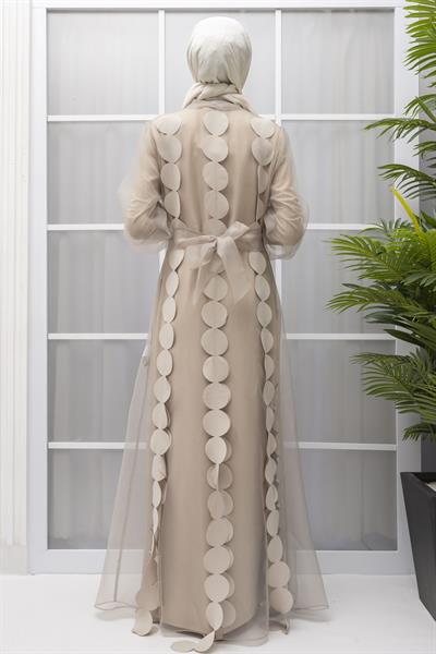 Orhan Store Organze Abayalı Takım Bej OTW1871