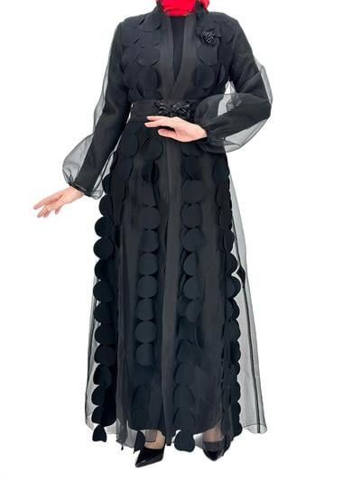 Orhan Store Organze Abayalı Takım Siyah OTW1871