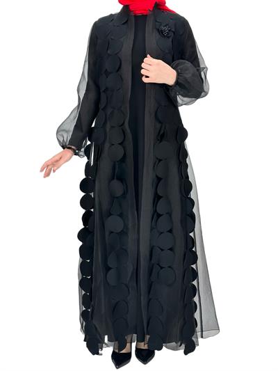 Orhan Store Organze Abayalı Takım Siyah OTW1871