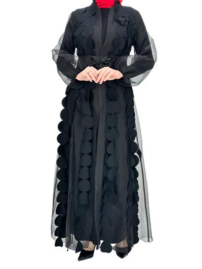 Orhan Store Organze Abayalı Takım Siyah OTW1871