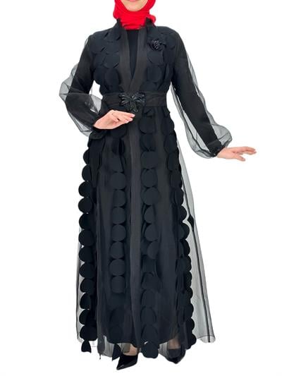 Orhan Store Organze Abayalı Takım Siyah OTW1871