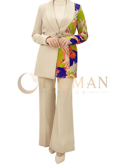 Orhan Store Pantolonlu Takım Bej OTW1776