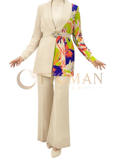 Orhan Store Pantolonlu Takım Bej OTW1776