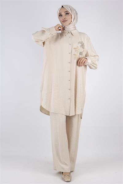 Orhan Store Pantolonlu Takım Bej OTW2496