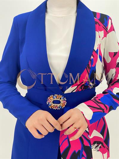 Orhan Store Pantolonlu Takım Saks OTW1776