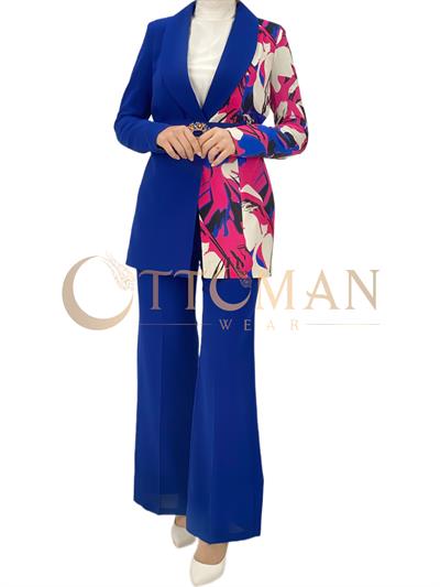 Orhan Store Pantolonlu Takım Saks OTW1776