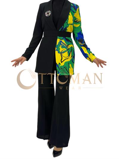 Orhan Store Pantolonlu Takım Siyah-Sarı OTW1776
