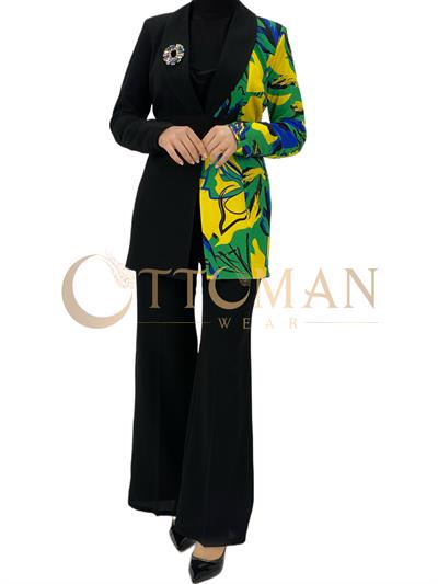 Orhan Store Pantolonlu Takım Siyah-Sarı OTW1776