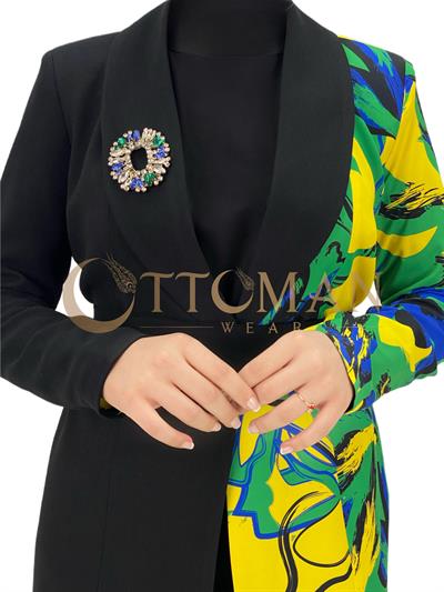 Orhan Store Pantolonlu Takım Siyah-Sarı OTW1776