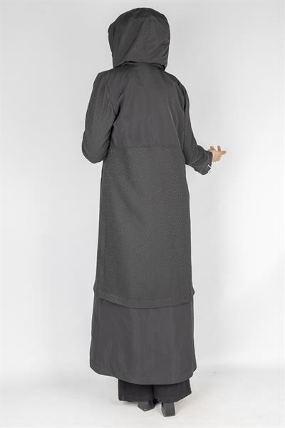 Orhan Store Paraşüt Kumaş Kapüşonlu Fermuarlı Kap Siyah OTW1633