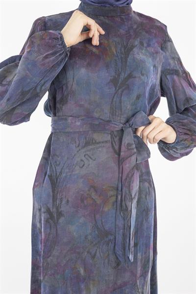 Orhan Store Qupra Kumaş Elbise Lacivert OTW1697