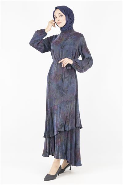 Orhan Store Qupra Kumaş Elbise Lacivert OTW1697