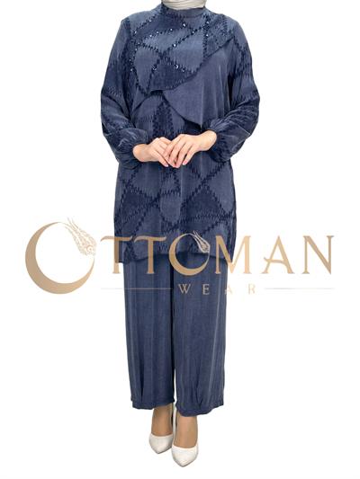 Orhan Store Qupra Pantolonlu Takım Lacivert OTW2233