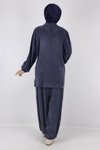 Orhan store Qupra Şalvar  Pantolonlu Takım Lacivert OTW2444