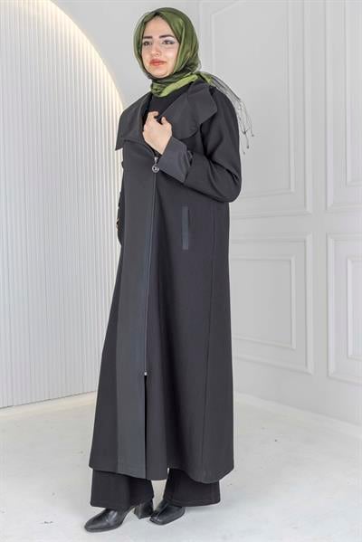 Orhan Store Şal Yaka Mevsimlik Uzun Kap Siyah OTW1584