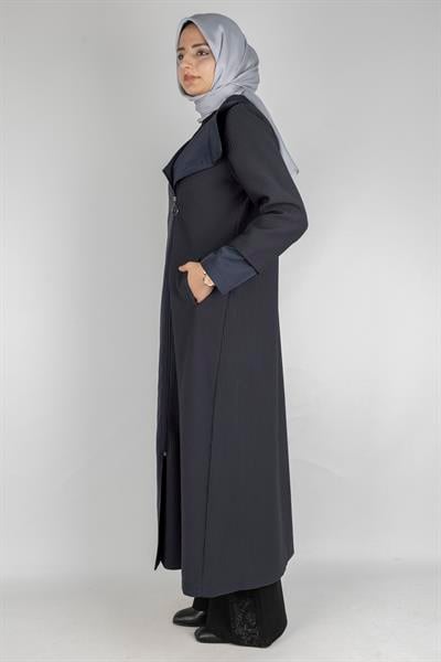 Orhan Store Şal Yaka Mevsimlik Uzun Kap Lacivert OTW1584