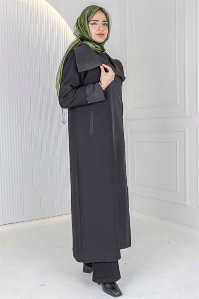 Orhan Store Şal Yaka Mevsimlik Uzun Kap Siyah OTW1584