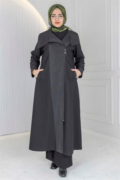 Orhan Store Şal Yaka Mevsimlik Uzun Kap Siyah OTW1584
