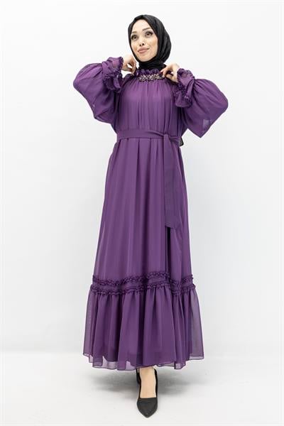 ORHAN STORE ŞİFON ELBİSE Mor OTW1686