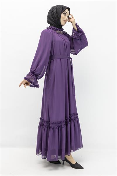 ORHAN STORE ŞİFON ELBİSE Mor OTW1686