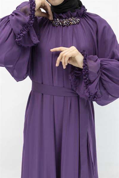 ORHAN STORE ŞİFON ELBİSE Mor OTW1686