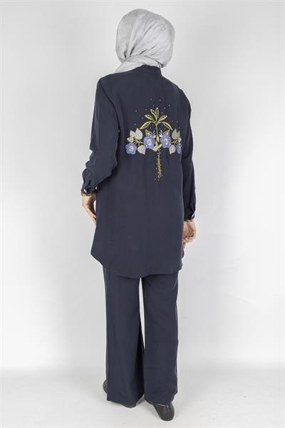 Orhan Store Taş Kapak Cepli Fermuarlı Takım Lacivert OTW2714