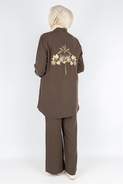 Orhan Store Taş Kapak Cepli Fermuarlı Takım Kahve OTW2714