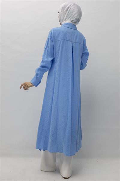 Orhan Store Tensel Uzun Gömlek Mavi OTW1274