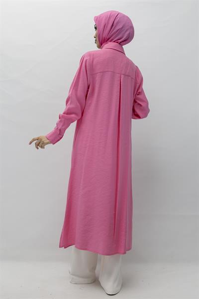 Orhan Store Tensel Uzun Gömlek Pembe OTW1274