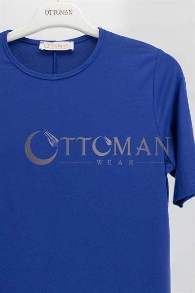 Ottoman Büyük Beden Pamuk Penye Kısa Kollu İçlik Tunik Saks OTW2175