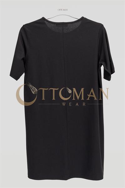 Ottoman Büyük Beden Pamuk Penye Kısa Kollu İçlik Tunik Siyah OTW2175