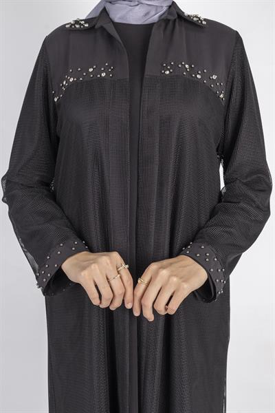 Ottoman Büyük Beden içlik ve File Kimono Takım Siyah OTW4242