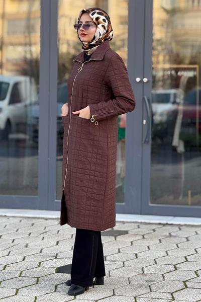 Ottoman Büyük Beden Kapitone Kap Kahve OTW5178