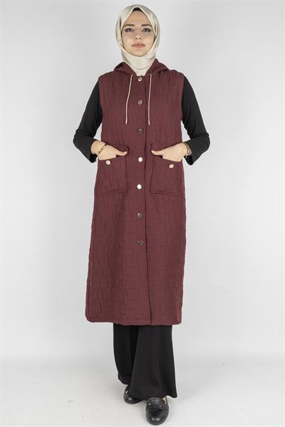 Ottoman Büyük Beden Kapitone Yelek Bordo OTW4032