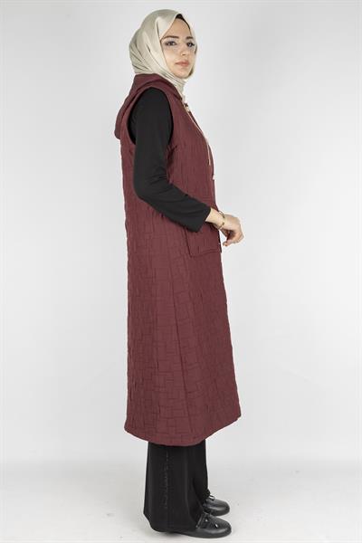 Ottoman Büyük Beden Kapitone Yelek Bordo OTW4032