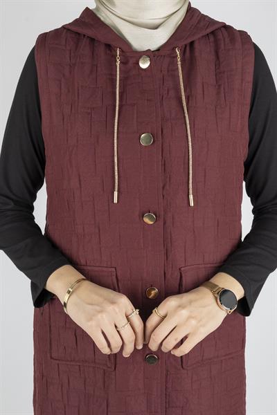 Ottoman Büyük Beden Kapitone Yelek Bordo OTW4032