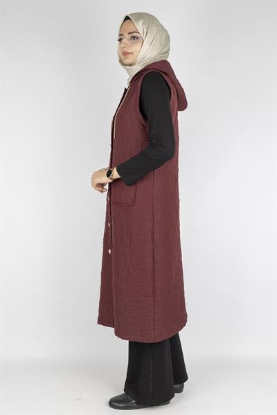 Ottoman Büyük Beden Kapitone Yelek Bordo OTW4032