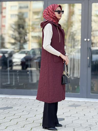 Ottoman Büyük Beden Kapitone Yelek Bordo OTW4032
