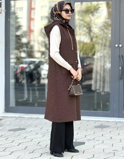 Ottoman Büyük Beden Kapitone Yelek Kahve OTW4032